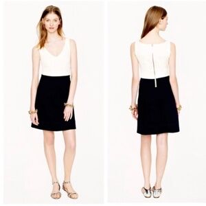 J. Crew Colorblock Sleeveless Ponte Fit & Flare, White and Black Dress